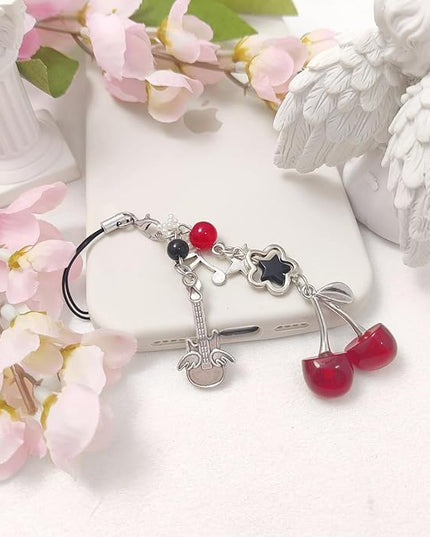 1-4PCS Cute Phone Charms Aesthetic Y2K Cell Phone Charms Strap Pink Strawberry Butterfly Star PhoneCharm Y2K Accessories for Bag Keychain Airpods Camera Pendants Decor