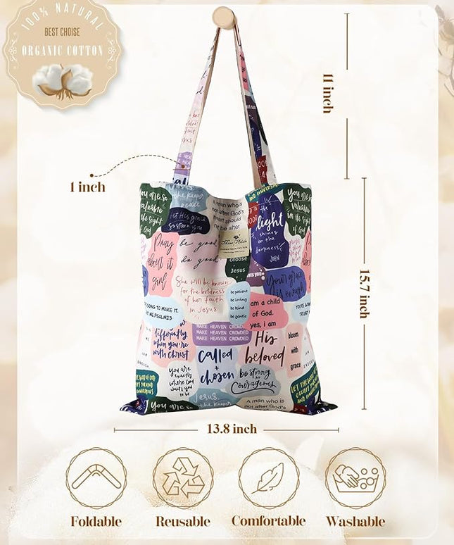 Aesthetic Cotton Tote Bag for Women - Reusable Shoulder Bag with Buckle Fabric Bag for Gym, Travel, Work