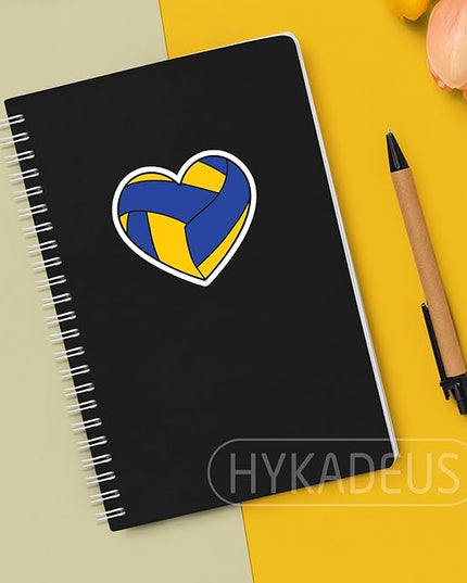 (3Pcs) Volleyball Stickers Volleyball Heart Vinyl Decals for Waterproof Sticker Water Bottle, Tumbler, Laptop, Phone Case, Posters, Scrapbook, Players, Coach, 3" x 2.8"