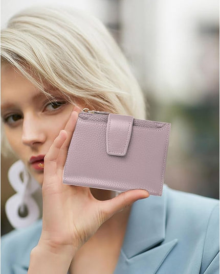 FALAN MULE Small Wallet for Women Leather Bifold Compact RFID Blocking Small Womens Wallet Purse