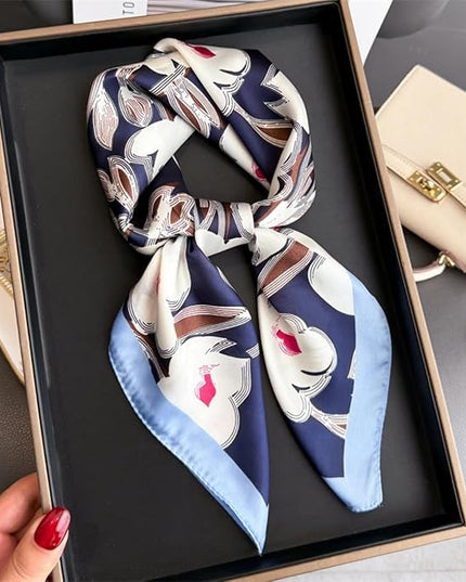 MINIDORA Satin Scarves for Women 27.5 × 27.5 inches Medium Square Elegant Silk Feeling Head Scarf