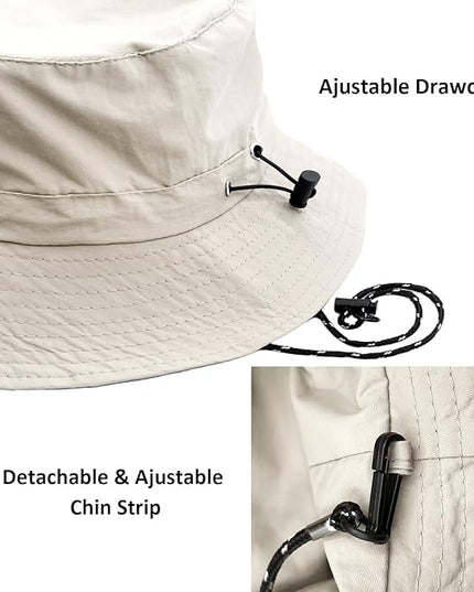 woogwin Waterproof Bucket Rain Hat with Chin Strap Quick Dry Packable Boonie Sun Hat Safari Hat UV Protection