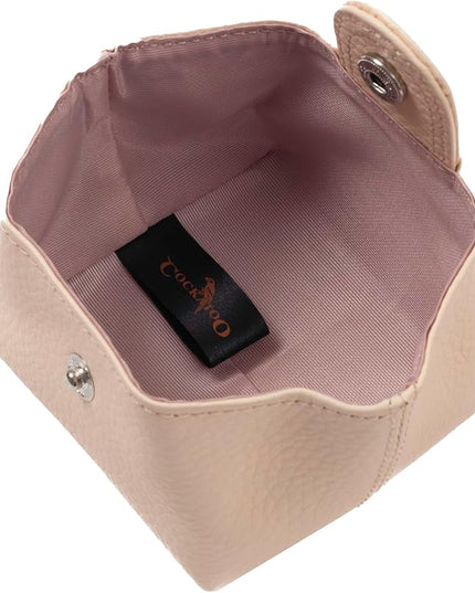 Cockatoo Genuine Leather Coin Pouch Change Holder, Mini Snap Pocket Wallet for Men Women (Macaron Pink, Large)