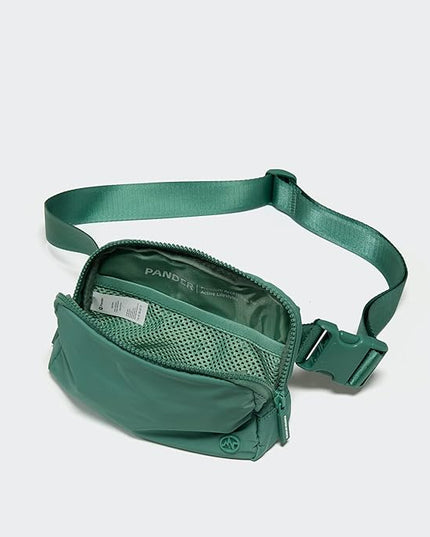 Pander Two Way Zipper Fanny Pack Nylon Everywhere Belt Bag for Women, Water Repellent Waist Packs, Crossbody Bags with Adjustable Strap (Eucalyptus Green)