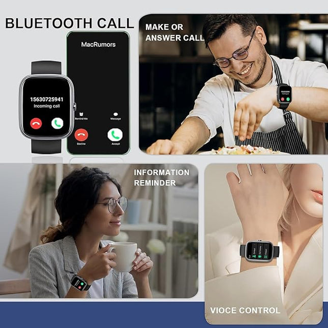Smart Watch, 1.96" HD SmartWatch for Men Women Touch Screen Answer/Make Call, IP68 Waterproof 100+ Sport Activity Tracker, Fitness Tracker with Heart Rate Sleep Monitor/SpO2/Pedometer for Android iOS