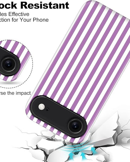 Magnetic for iPhone 17 Air Case Cute Stripes Phone Case, Shockproof Slim TPU and Hard PC Protective Phone Cover Compatible with MagSafe Designed for Women Girls, Purple