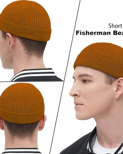 Fisherman Beanie Hats for Men Women,Wool Knit Trawler Skull Cap,Watch Cap,Spring Fall Winter Warm Short Hats