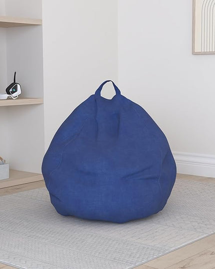 YuppieLife Stuffed Animals Bean Bag Chair Cover Candy-Colored Bean Bag(Just Cover, No Filling)/Large Stuff 'n Sit Organization/Toy Storage Bag/Kids Toys Organizer（27'',Navy Blue)