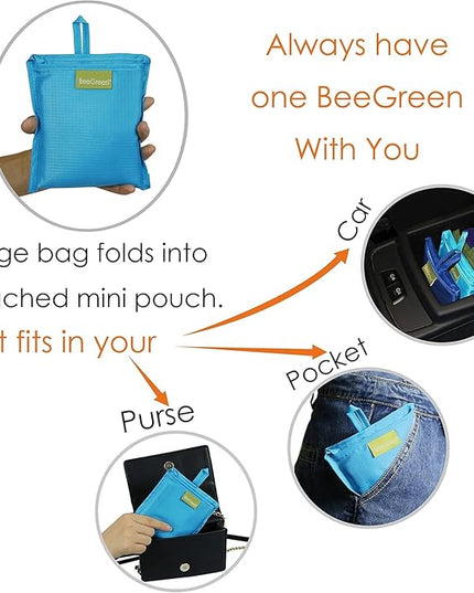 BeeGreen Grey Reusable Shopping Bags Wholesale Gray Reusable Grocery Bags Bulk Foldable-Machine Washable with Zipper Storage Pouch 20 Pieces
