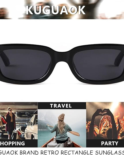KUGUAOK Retro Rectangle Sunglasses Women and Men Vintage Small Square Sun Glasses UV Protection Glasse