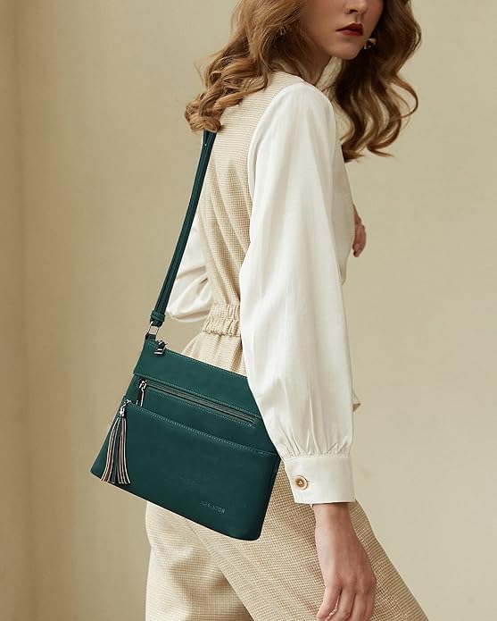MASINTOR Crossbody Bags for Women, Lightweight Medium Crossbody Purse, Soft Leather Women's Shoulder Handbags with Tassel