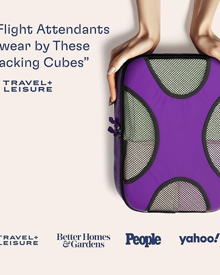 Shacke Premium 5 Packing Cubes Set - Lightweight Mesh Travel Luggage Organizers with Laundry Bag, 5-Piece Suitcase Storage System (Orchid Purple)