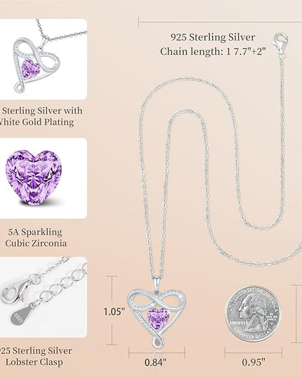 925 Sterling Silver Infinity Necklace - Exquisite Silver Jewelry for Women, Love Heart Necklace for Birthday, Anniversary, Valentine’s Day - Ideal Gift for Girlfriend, Wife, Mom, or Her