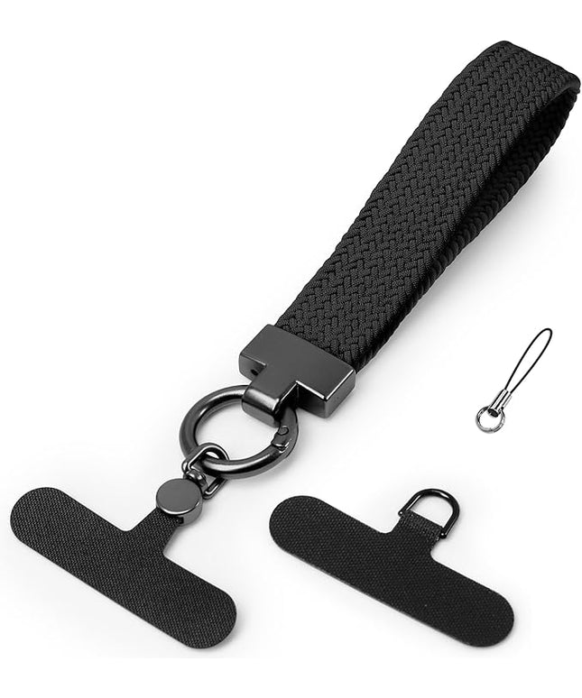 Elastic Phone Lanyard with Phone Tabs, Stretchy Braided Cellphone Wrist Strap and Keys Keychain