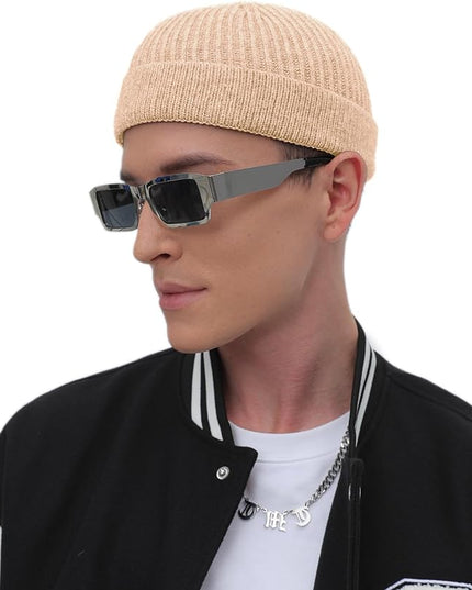 ROYBENS Thin Swag Wool Short Fisherman Beanie for Men Women, Knit Cuff Trawler Beanie Watch Hat, Soft Spring Fall Skull Cap