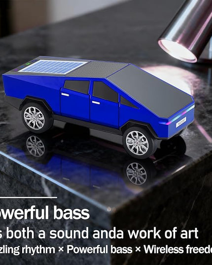 WS-699 Solar Bluetooth Replica Speaker – Future Pickup Truck Design, HD Sound, TWS Stereo Pairing, FM Radio, LED Party Light, USB/TF Playback, Hands-Free Mic, Type-C Charging, Portable Gift (Blue)