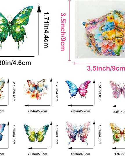 Crystal Clear Butterfly Sticker Pack - 100pcs Vibrant Monarch & Swallowtail Designs, PET Waterproof for Journals, Tumblers, Kids' Bikes