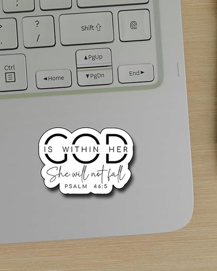 (3Pcs) God is Within Her She Will Not Fall Sticker, Christian Gifts Decorate Books Laptop Phone, Water Bottles Kindles Stickers, Tumbler Sticker Waterproof Vinyl Decorate 3 x 2,2" Inch