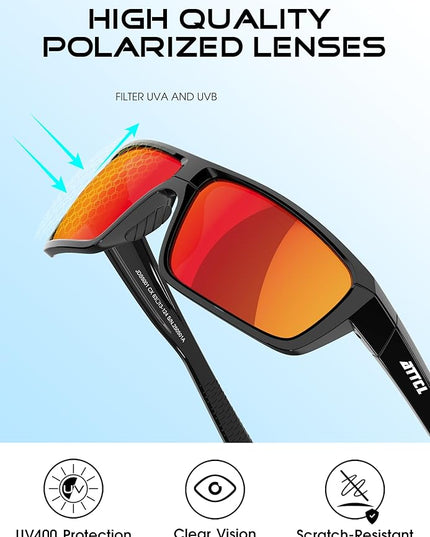 ATTCL Polarized Sunglasses Men for Fishing: UV Protection Lightweight TR90 Sports Wrap Sun Glasses Driving Golf Running