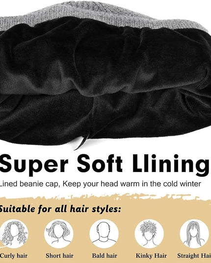 Wmcaps Winter Beanie for Men Women, Fleece Lined Beanie Soft Warm Knit Hat Ski Stocking Cuffed Cap