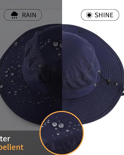 Home Prefer UPF50+ Mens Sun Hat Wide Brim Womens UV Protection Beach Bucket Hat for Fishing Hiking Snap Up Cowboy Hat
