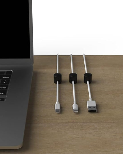 Cable Anchors for Desk Organization Black | Premium Aluminum Cord Organizers | Charger + Cable Management Clips for Home & Office | Stylish, Sturdy, & Functional | (3 Pack)