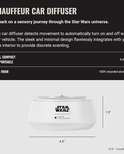 Hotel Collection | Star Wars ™ - Light Side Chauffeur Car Diffuser | Jedi| White Luxury Portable Essential Oil | Aromatherapy Oils Scent Car Diffuser | Auto On/Off Wireless Feature