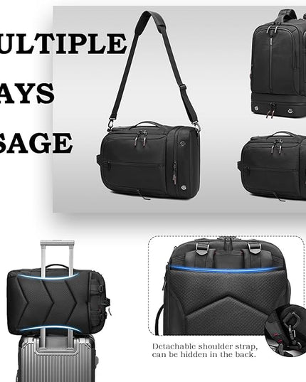 Somago 16 Inch Laptop Backpack Water Resistant Carry On Daypack Backpack Anti Theft Travel Rucksack Backpack with Shoe Compartment Shoulder Strap for Men Women, 33L (Black)