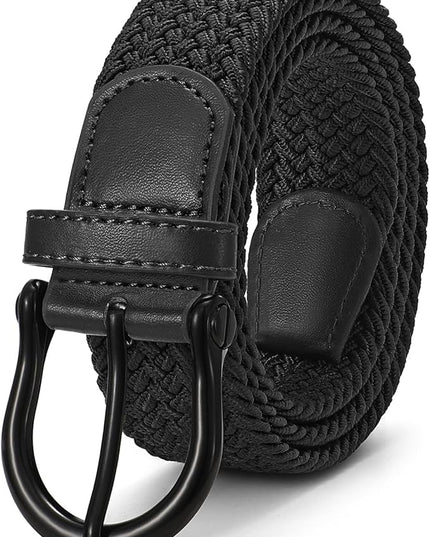 JASGOOD Women Elastic Braided Woven Belt Stretch Canvas Casual Belt 1.4'' for Golf Jeans Pants
