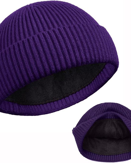 ROYBENS Swag Wool Knit Cuff Short Fisherman Beanie for Men Women, Winter Warm Hats