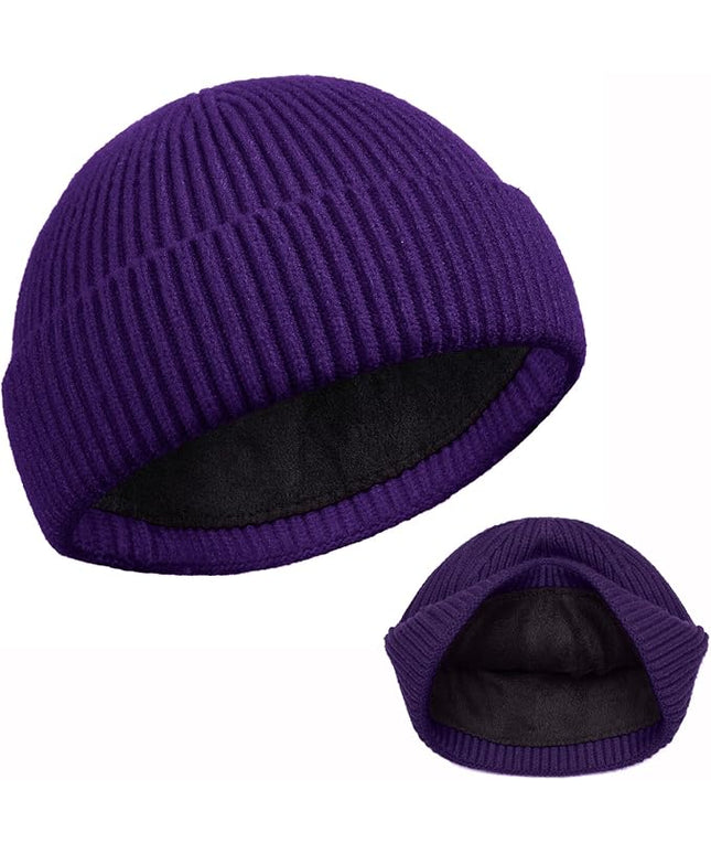 ROYBENS Swag Wool Knit Cuff Short Fisherman Beanie for Men Women, Winter Warm Hats