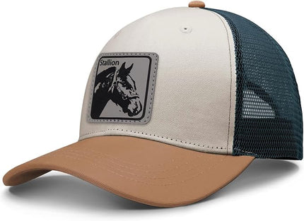 Animal Trucker Hats Leather Pattern Adjustable Snapback Mesh Animal Baseball Cap for Men