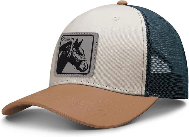 Animal Trucker Hats Leather Pattern Adjustable Snapback Mesh Animal Baseball Cap for Men