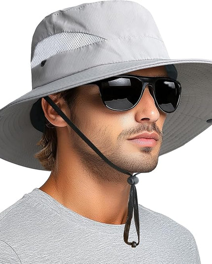PFFY Sun Bucket Hats for Men Women 3” Wide Brim UPF 50+ Fishing & Beach Hat