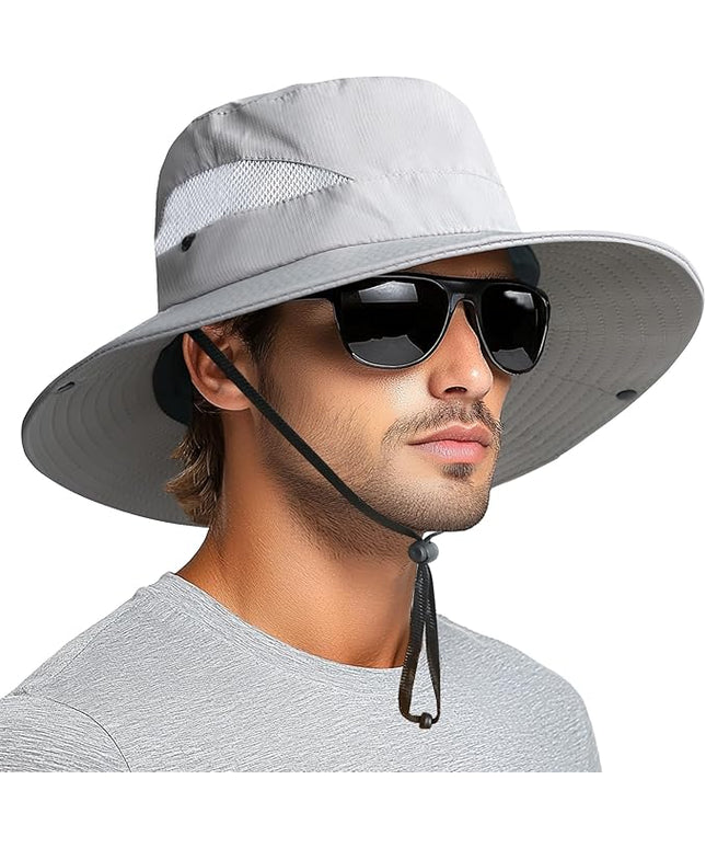 PFFY Sun Bucket Hats for Men Women 3” Wide Brim UPF 50+ Fishing & Beach Hat