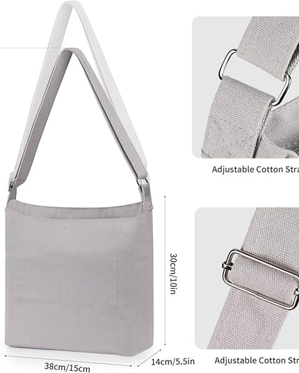 Women's blank large Size Canvas Crossbody Tote Handbags Shoulder Bag