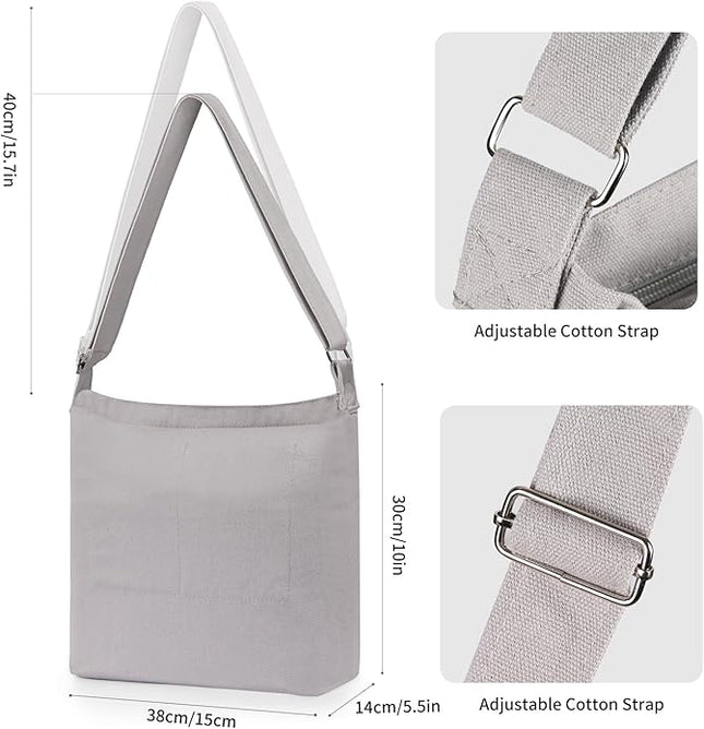 Women's blank large Size Canvas Crossbody Tote Handbags Shoulder Bag
