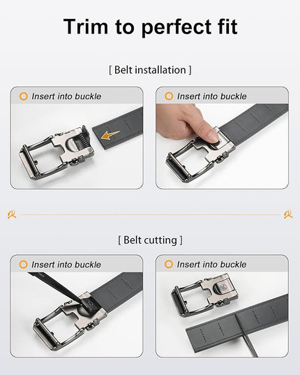 JUKMO 1.5" (38mm) Leather Ratchet Belt for Men in Gift Box