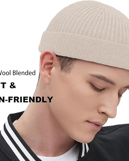 Fisherman Beanie Hats for Men Women,Wool Knit Trawler Skull Cap,Watch Cap,Spring Fall Winter Warm Short Hats