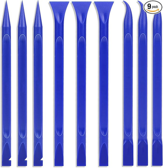 Car Crevice Cleaning Tool, 9 Pieces No-Scratch Plastic Scraper Tool for Tight Spaces, Multi-Use Small Paint Scraper Tool Sticker Remover for Kitchen, Crevices, Food, Paint, Labels, Oil Stains, Dirt
