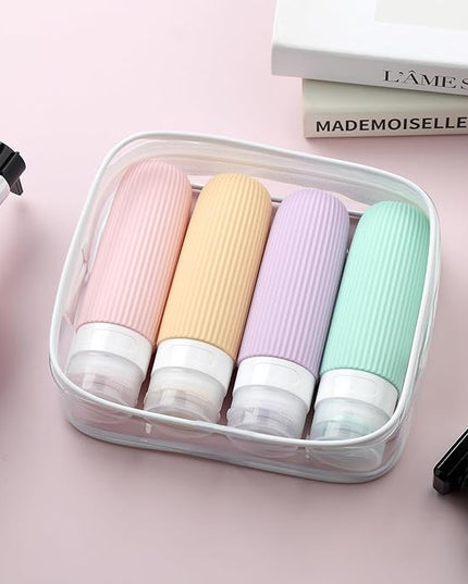 Travel Bottles for Toiletries, Tsa Approved 3oz Portable Travel Bottles, BPA Free Leak Proof Squeezable Silicone Travel Size Containers, Travel Accessories with Clear Toiletry Bag (4 Pack)