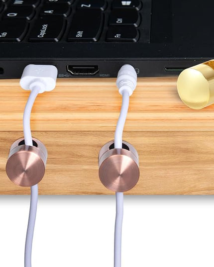3 Sets Charger Holders for Cords, Adjustable Cable Anchor Holders, Adhesive Metal Cord Clips, Cable Management Wire Organizers for Desk, Office, Nightstand - Gold, Red Bronze, Silver