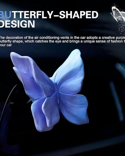Car Air Freshener Vent Clips, Cute Butterfly Air Vent Clips, Dreamy and Adorable Car Butterfly Air Conditioning Vent Clip, Car Interior Decor Diffuser Stone for Women (Purple)
