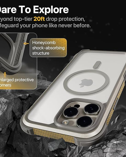 MAGEASY Designed for iPhone 16 Pro Max Case with Strap - 20ft Drop Protection Compatible with MagSafe, Transformable 2-in-1 Protective & Lanyard Case, Aluminum Frame | Odyssey Strap M (Metal Black)