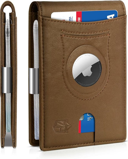 Zitahli Men's Wallets Airtag Holder Slim Rfid Leather with Gift Box