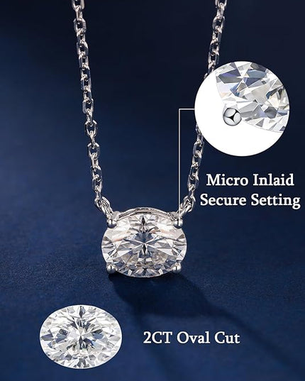 IMOLOVE Moissanite Solitaire Pendant Necklaces for Women Sterling Silver with 18K White Gold Plated 1-3 Carat D Color VVS1 Clarity Mossanite Jewelry for Women