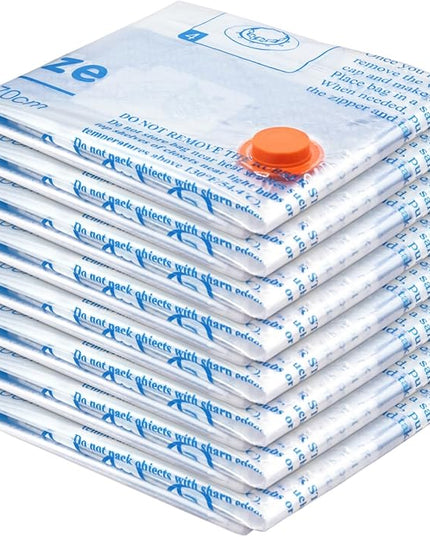 Vacuum Storage Bags 8 Medium, Space Saver Sealer Bags, Plastic Packaging Bags,Airtight Compression Bags for Clothes, Pillows, Comforters, Blankets, Bedding
