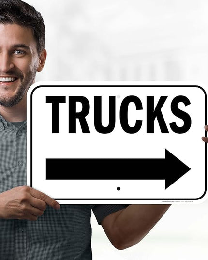 Trucks Right Sign, 12x18 Inches, Rust Free .063 Aluminum, Fade Resistant, Made in USA by My Sign Center