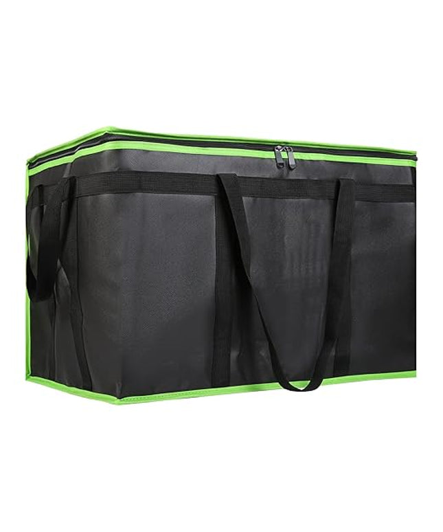 CIVJET 1-Pack Insulated Food Delivery Bag, XXX-Large Commercial Food Warmer for Delivery Drivers, Insulated Reusable Grocery Cooler/Hot Bags, Tote Bag for Shopping/Travel, Black with Green Edge
