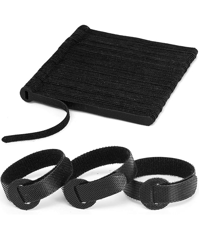 150PCS Reusable Fastener Straps - 6 Inch Cable Management Ties, Adjustable Hook & Loop Organizer Straps for Home, Office and Data Centers (Black)